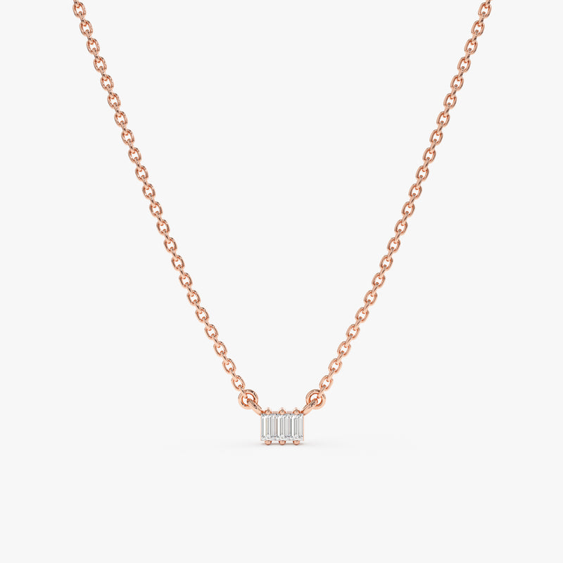 Rose Gold Baguette Diamond Necklace