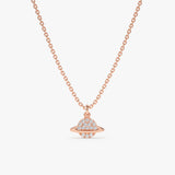 Rose Gold Diamond Saturn Necklace