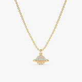 Yellow Gold Diamond Saturn Necklace