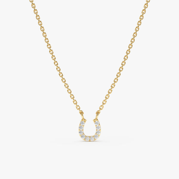 Yellow Gold Diamond Horseshoe Necklace