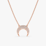 Rose Gold Diamond Crescent Necklace