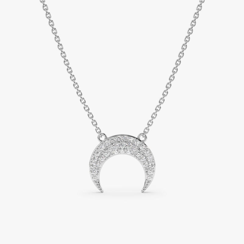 White Gold Diamond Moon Necklace