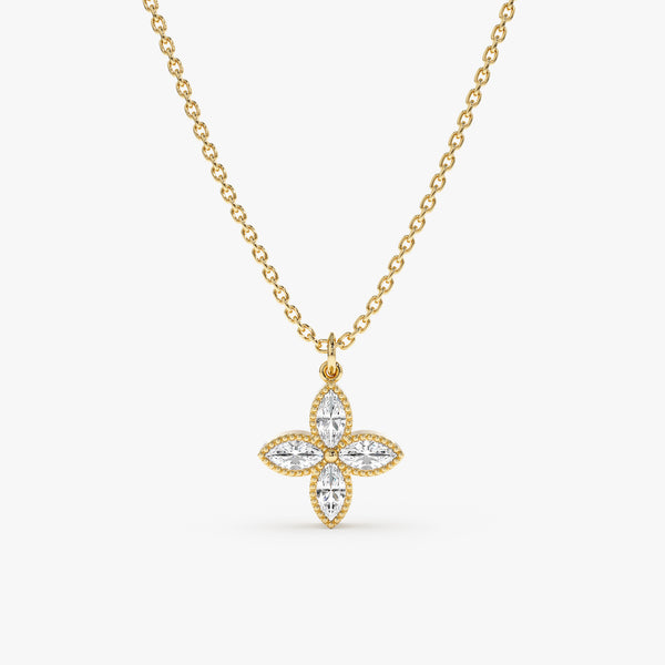 Yellow Gold Diamond Clover Necklace