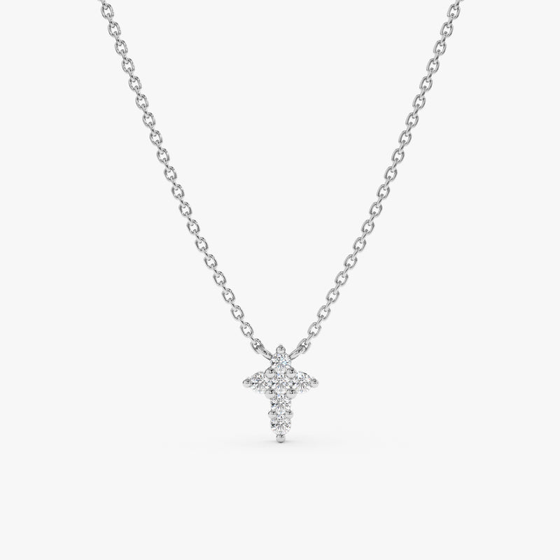 White Gold Diamond Cross Necklace