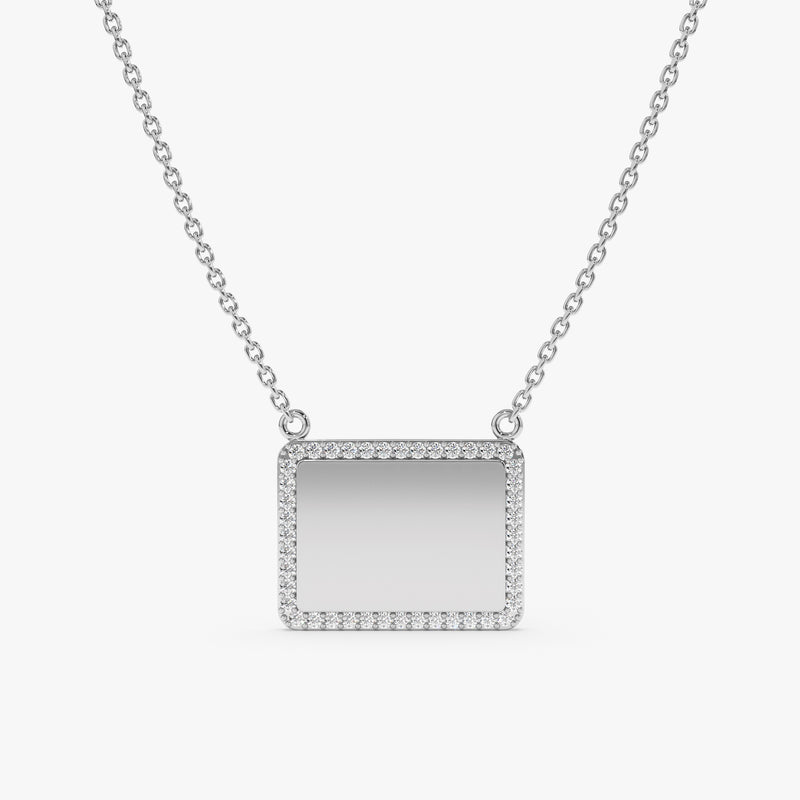White Gold Diamond Name Plate Necklace