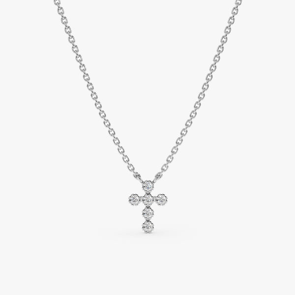 White Gold Diamond Cross Necklace