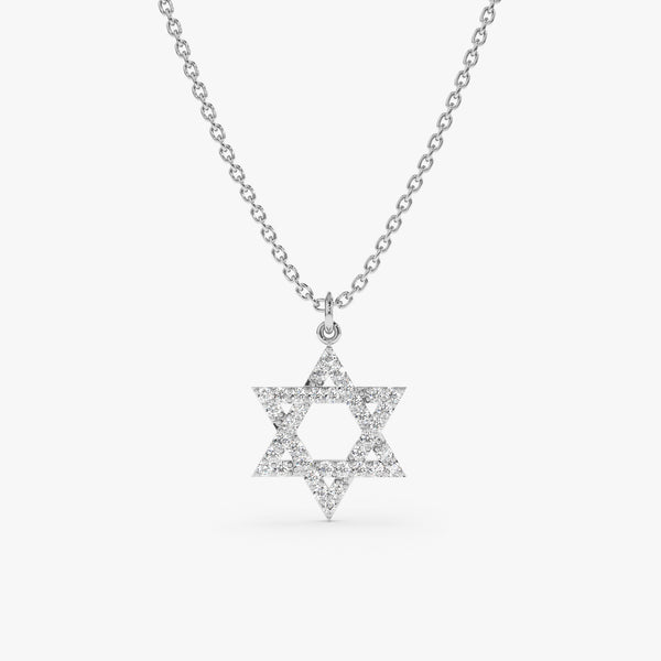 White Gold Diamond Star of David Necklace