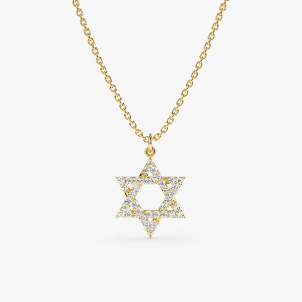 Yellow Gold Diamond Star of David Necklace