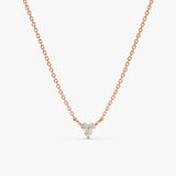Rose Gold 3 Diamond Cluster Necklace