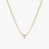 Yellow Gold 3 Diamond Cluster Necklace