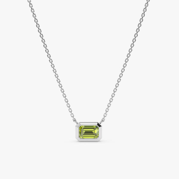 White Gold August Month Peridot Necklace