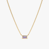 Yellow Gold Baguette Moonstone Necklace