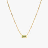 Yellow Gold Baguette Peridot Necklace