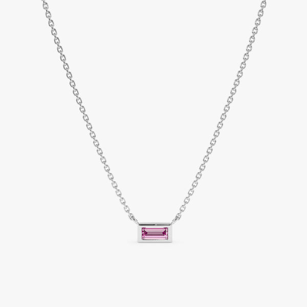 White Gold Natural Pink Sapphire Pendant