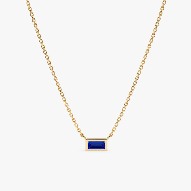 Yellow Gold Baguette Sapphire Necklace
