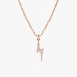 Rose Gold Natural Diamond Lightning Charm Necklace