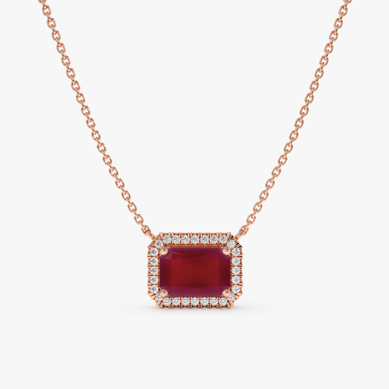 Rose Gold Diamond Ruby Pendant