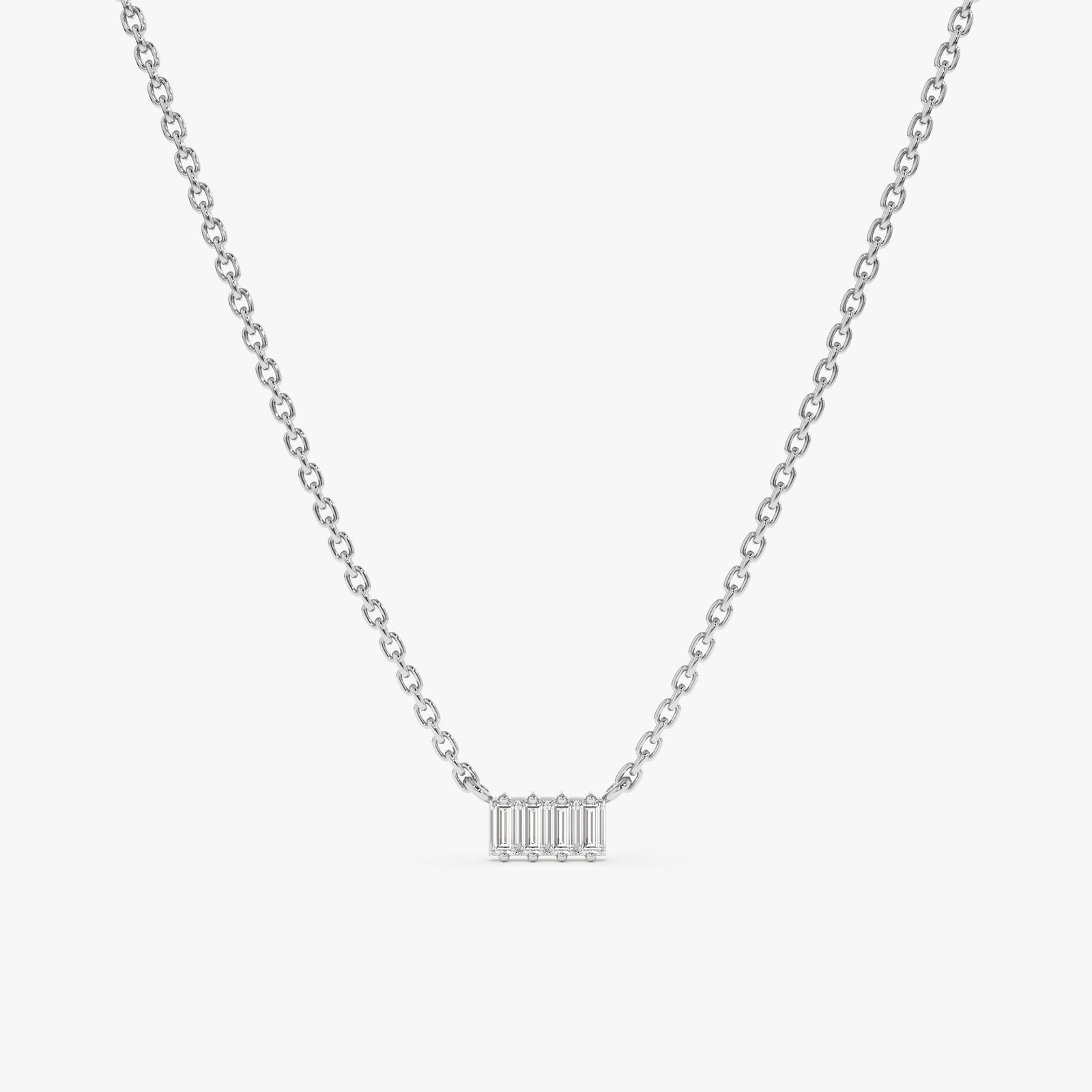 Baguette White Diamond Necklace - Minimalistic
