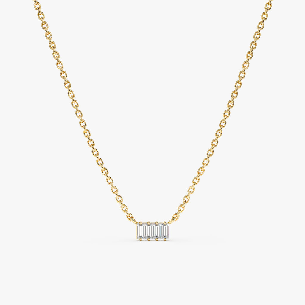 Baguette White Diamond Necklace - Minimalistic