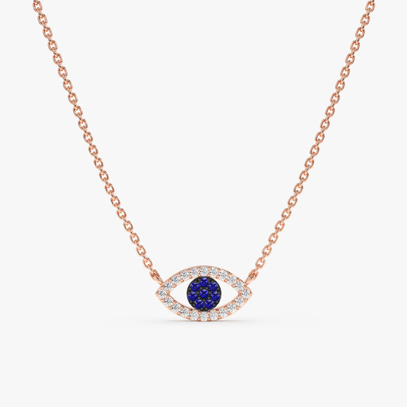 Rose Gold Natural Stones Protection Pendant