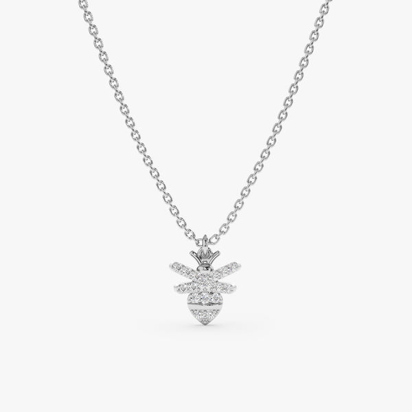 White Gold Diamond Bumblebee Necklace