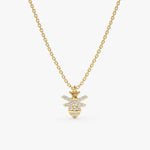 Yellow Gold Diamond Bumblebee Necklace
