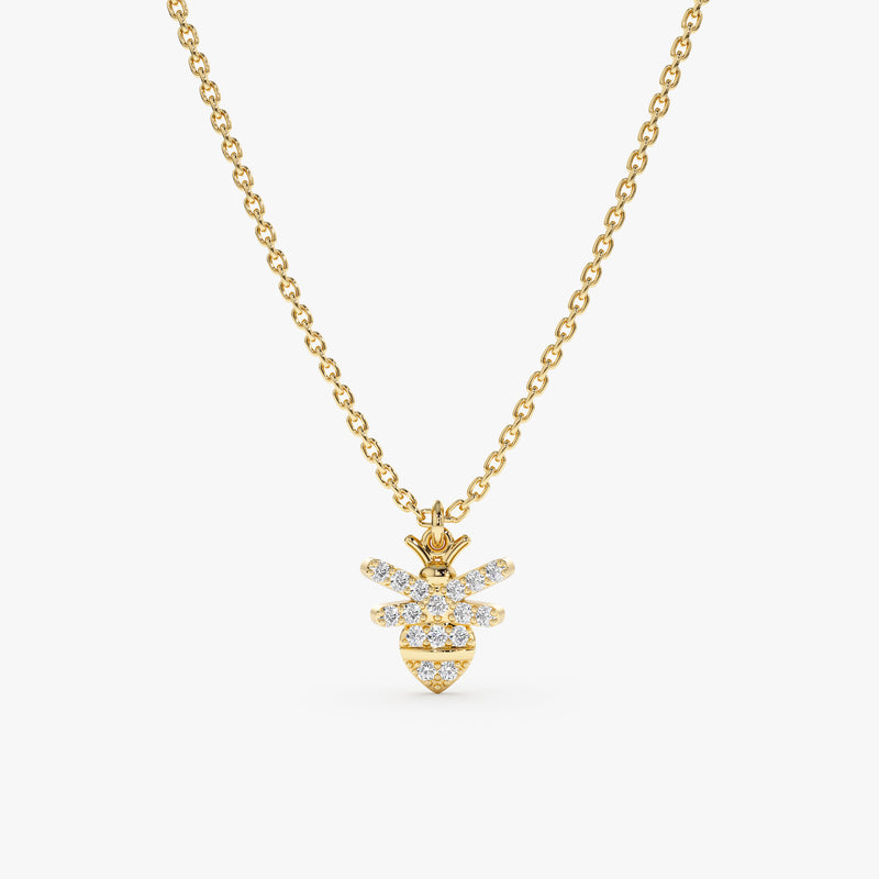 Yellow Gold Bee Necklace with Black and White Diamonds | Lee Michaels Fine  Jewelry