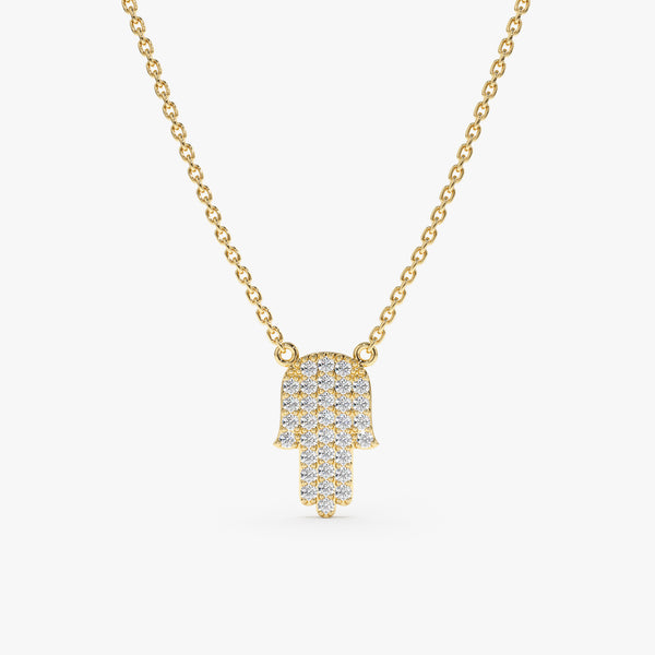 Yellow Gold Diamond Hamsa Necklace