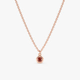 Rose Gold Bezel Garnet Necklace