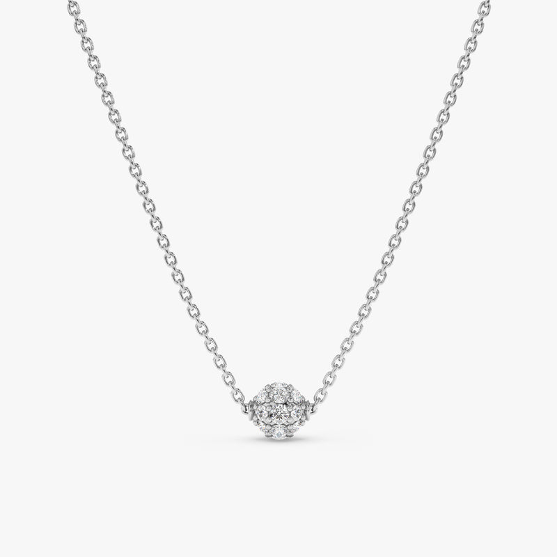 White Gold Diamond Ball Necklace