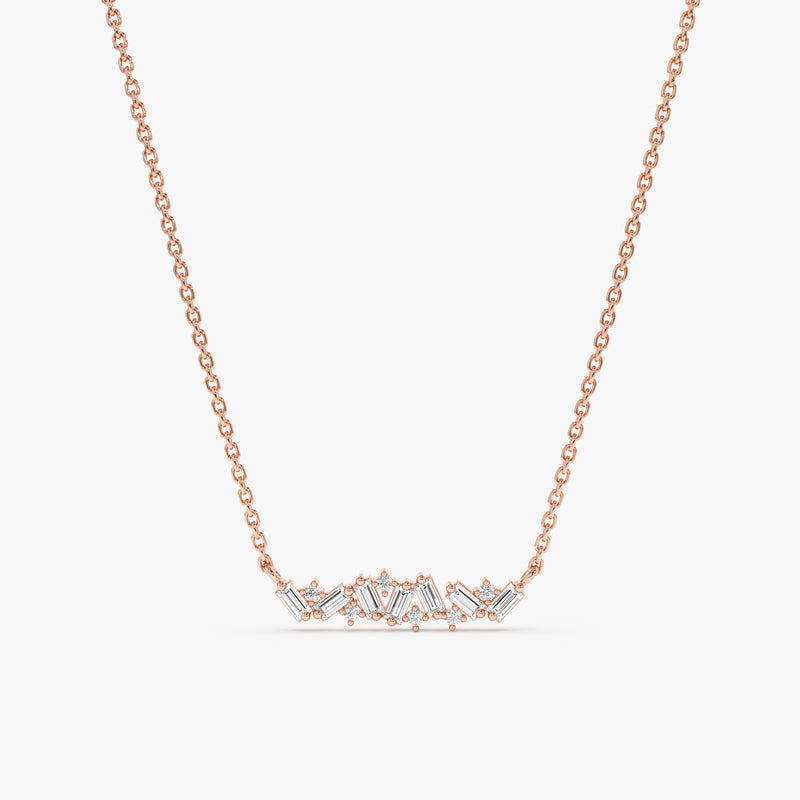 Rose Gold Dainty Diamond Cluster Necklace