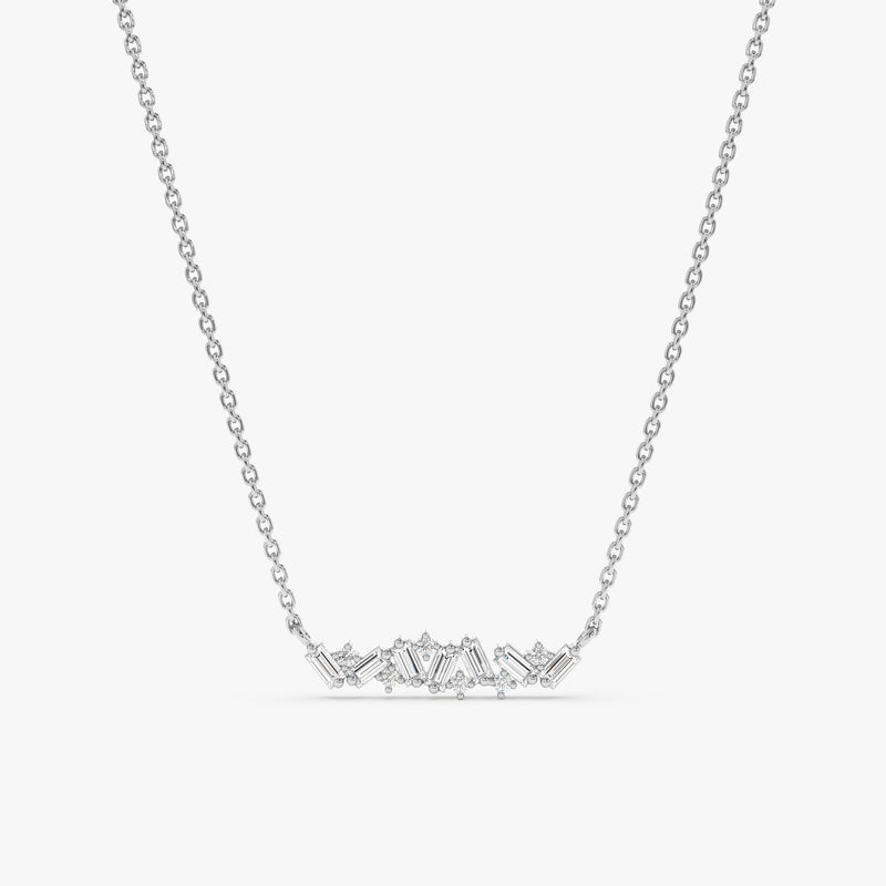 White Gold Diamond Cluster Necklace