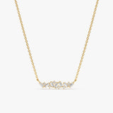 Yellow Gold Dainty Diamond Cluster Necklace