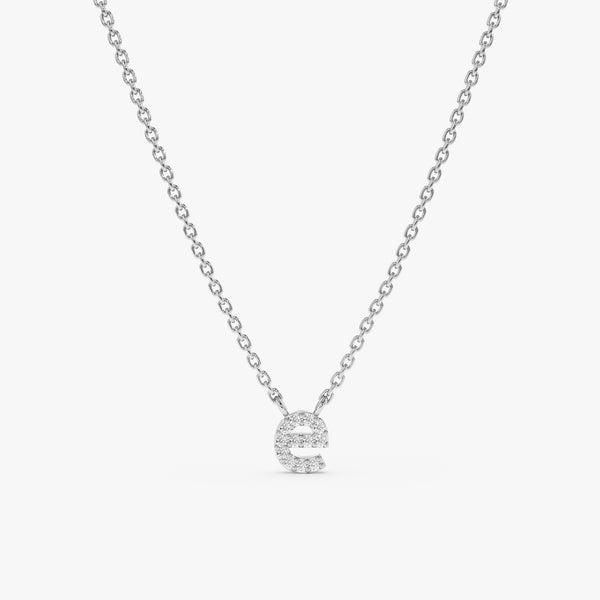 White Gold Natural Diamond Letter Necklace