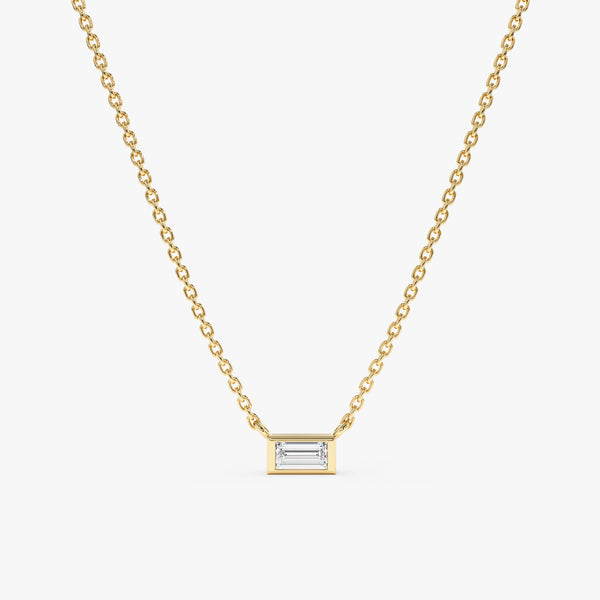 Yellow Gold Baguette Diamond Necklace