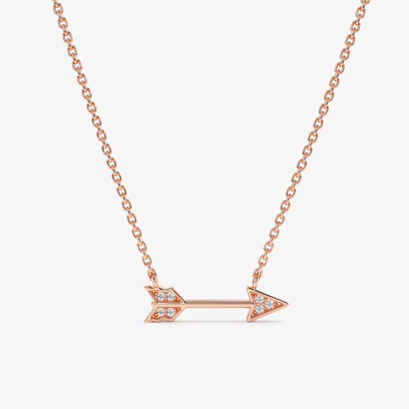 Rose Gold Diamond Arrow Necklace