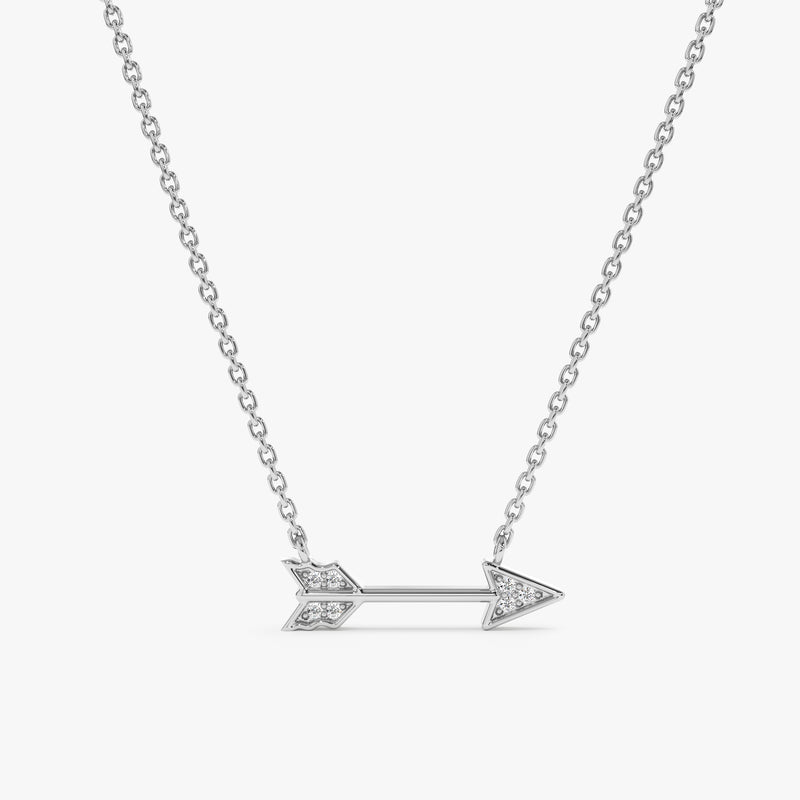 White Gold Diamond Arrow Necklace
