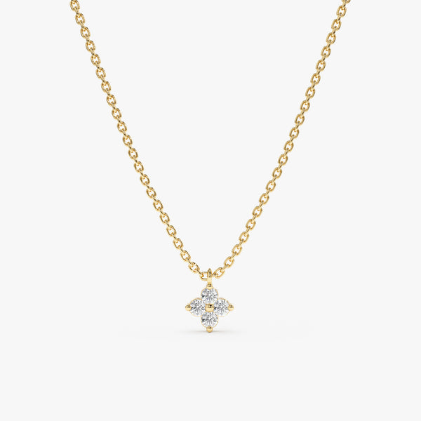 Solid Gold Petite Diamond Clover Necklace, Scarlett