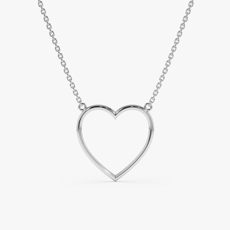 White Gold Cut Out Heart Necklace