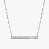 White Gold March Aquamarine and Diamond Necklace