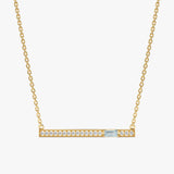 Aquamarine Diamond Bar Necklace
