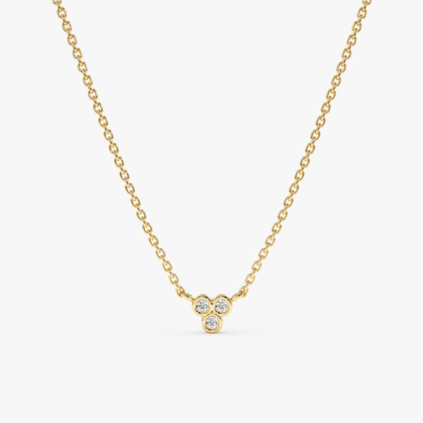 Minimalistic Triple Diamond Gold Cluster Necklace, Victoria