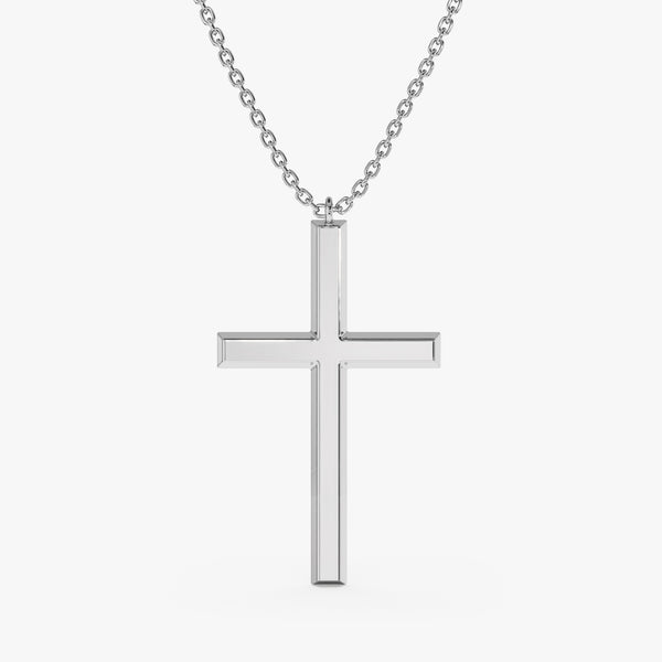 White Gold Large Cross Necklace