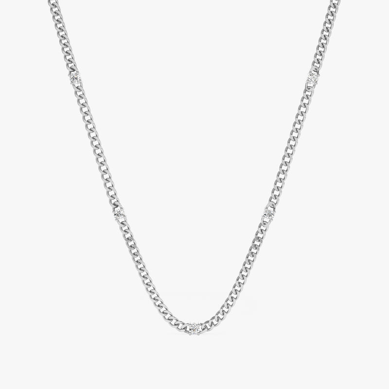White Gold Miami Chain with Diamonds