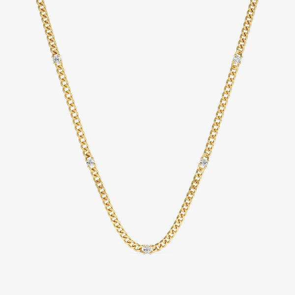 Multi Diamond Cuban Chain Necklace
