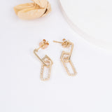 Gold Diamond Paperclip Earrings