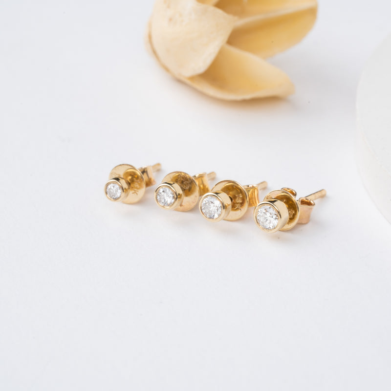 Different Sizes of Bezel Diamond Stud Earrings