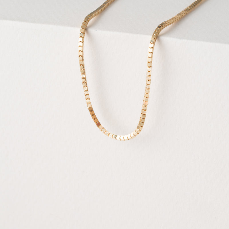 Solid Gold Box Chain Necklace