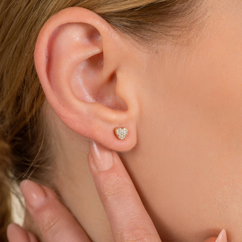 Pave Diamond Heart Earrings