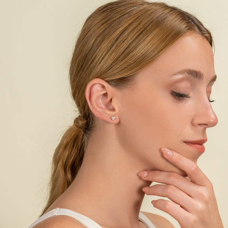 Petite Diamond Gold Heart Earrings